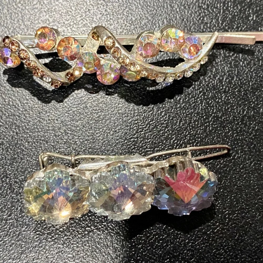 Bundle (2) Fairy Holiday Christmas Bling Aurora Borealis Jewelry Pin Hair Clip